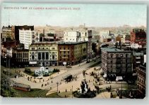 Detroit - Vogelschau Campus Martius Straßenbahn Denkmal
