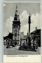 Chomutov Komotau 1942 Gebrauchsspuren Stadtkirche Denkmal Dreifaltigkeitssäule