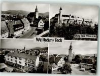 73235 W7315 Weilheim an der Teck Foto AK Peterskirche Burg Teck Autobahn A8