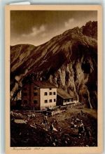 Kemptner Hütte Foto AK Fotograf Pfleghaar Hüttenstempel