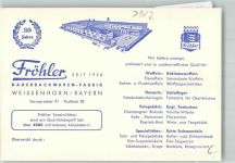 89264 W7912 Weißenhorn KEINE AK Backwarenfabrik Fröhler Werbekarte