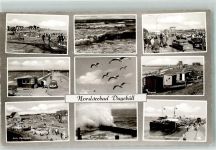 25899 W2260 Dagebüll Foto AK Schwimmbad Strand Hafen Fähre