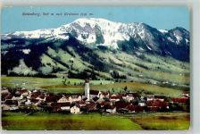 87549 W8977 Rettenberg , Oberallgäu - 806 m mit Grünten 1741 m Kirche Berge Schnee