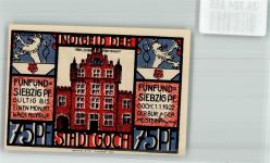 47574 W4180 Goch 1922 Notgeldschein 75 Pfennig Haus zu den Fünf Ringen