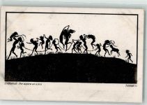 Schattenbild Kinder Lamm Per aspera ad astra Teilbild 22 Diefenbach, K. W. Künstlerkarte