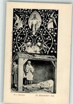 St. Elisabeths Tod Heilige , Engel sign. M.v.Schwind Verlag Ackermann Nr. 1236 Schwind, M. von 1900 Künstlerkarte