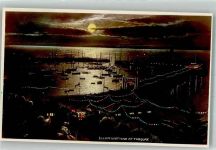 Torquay Foto AK Nachtaufnahme Hafen Mondschein