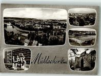 75417 W7130 Mühlacker Foto AK Denkmal Schwimmbad