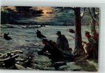 Ein nächtlicher Spähtrupp im Winter WK I Verlag Patzelt & Co. 144 Militär Österreich 1916 Mondschein