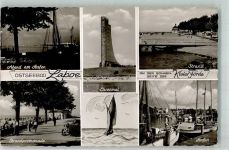 24235 W2304 Laboe Foto AK Ehrenmal Hafen Strandpromenade