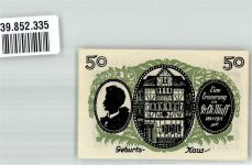 99830 O5908 Treffurt 1921 Notgeldschein 50 Pfg. Dr. Ch. Muff Geburtshaus