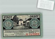 47495 W4134 Orsoy , Niederrhein 1921 Notgeldschein 25 Pfennig Kuhtor