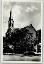 89231 W7910 Neu-Ulm Foto AK Protest. Kirche Kriegerdenkmal