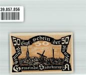 24392 W2347 Süderbrarup 1920 Notgeldschein Gutschein über 50 Pfennig Windmühle Schwein