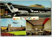 W1000 Tempelhof Flugzeuge PAN AM VW Transporter Denkmal Flughafen Foto AK
