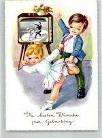 Kinder tanzen Geburtstag Fernseher Künstlerkarte