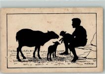 Schattenbild Schaf Lämmer Bauer G II. Nr. 37 Krause-Carus, A. Gebrauchsspuren