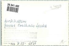 46236 W4250 Kirchhellen Foto AK Gasthaus Forsthaus Specht Gastraum Kronleuchter Ort handschriftlich Foto Original aus Archiv eines Ansichtskartenverlags