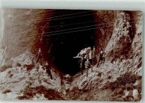 Männer vor einem riesigen Felsdurchbruch Bergbau 1911 Privatfoto AK