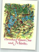 17213 O2063 Malchow , Meckl Foto AK Landkarte Plauer See Müritz
