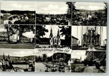 54595 W5540 Prüm Foto AK Sankt-Salvator-Basilika Regino-Schule Schwimmbad Waldbad