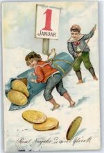 Kalender , Prägedruck Münze auf AK