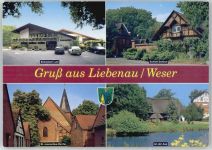 31618 W3073 Liebenau , Kr Nienburg, Weser - Schweizer Lust, Schloß Eickhof, Wappen, St.-Laurentius-Kirche, An der Aue