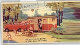 Dinant - Leporello, Auto mit Campingwagen