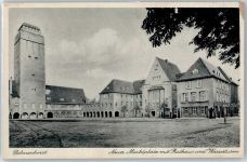27749 W2870 Delmenhorst Gebrauchsspuren Neuer Marktplatz, Rathaus, Wasserturm