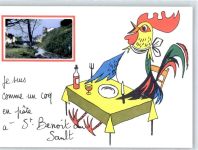 36170 Saint-Benoit-du-Sault - Leporello, Hahn am Tisch