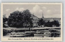 37619 W3452 Bodenwerder - Blick von der Weserbrücke auf Hotel Goldener Anker