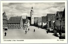 92421 W8460 Schwandorf , Bay - Marktplatz Kirche Autos Apotheke