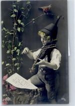 Geige, Kind, Tracht Musikinstrument 1910 Foto AK