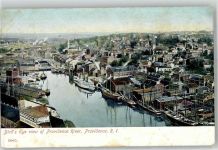 Providence Lithographie Hafen Fluss Kirche