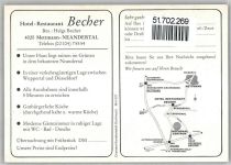 40822 W4020 Mettmann Werbe AK Hotel Gasthaus Becher