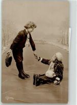 Kind Muff Schlittschuh 1907 Foto AK
