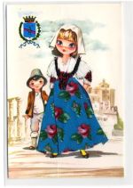 Frau Tracht Lucania Stoffapplikation