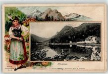 83486 W8243 Hintersee b Berchtesgaden Prägedruck Bauernmädchen Tracht
