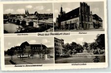 15230 O1200 Frankfurt , Oder - Oderbrücke Rathaus Bahnhof Dominikdenkmal Wilhelmsplatz
