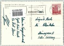 6080 Igls - Blick gegen Nordkette Ortsmitte mit Patscherkofel Auto VW Käfer Tracht