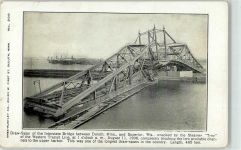 Interstate Bridge Brücke Duluth Superior Wisconsin Draw-Span wrecked by Steamer Troy 1906