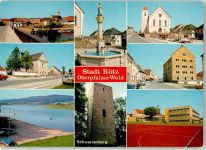 92444 W8463 Rötz , Oberpf - Kirche Brücke Brunnen See Schwarzenburg