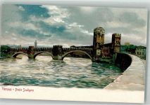 37100 Verona Lithographie Ponte Scaligero