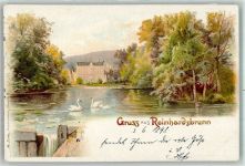 99894 O5804 Reinhardsbrunn 1898 Lithographie Gruss Schwan See