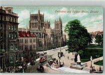 Bristol Foto AK Kirche Cathedrale College Green Straßenbahn