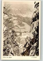 87534 W8974 Aach i Allgäu Winter Panorma des Ortes mit Kirche Maria Schnee Fotograf Roessler