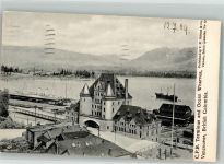 Vancouver 1909 Foto AK C.P.R. Terminus and Ocean Whavers Hafen