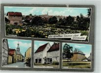 65719 W6238 Wallau , Taunus Gebrauchsspuren Panorama des Ortes mit Ev. Kirche Schule Geschäft Schröder
