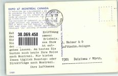 Montreal 1967 Sonderstempel Ausstellung expo67 Deutscher Pavillon
