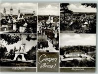 89522 W7928 Giengen an der Brenz Foto AK Panorama des Ortes mit Rathaus und der Stadtkirche Schießberg Bergschule